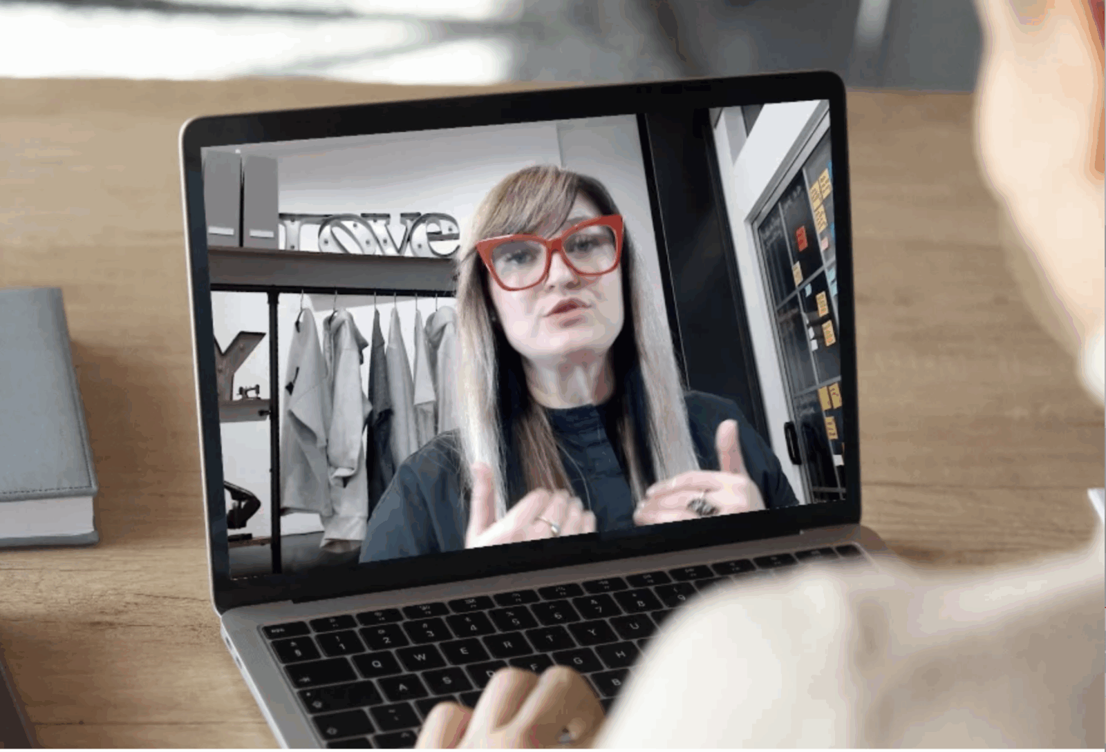 How to start a Clothing Brand - Yevgenia on a video call